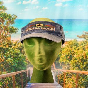 Virginia Beach Blue Jean Embroidered Adjustable Sun Visor Hat Shark CSI Golf